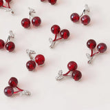 4PCS Cherry Pendant Jewelry Findings Fruits Charms DIY Hand Brass 14k