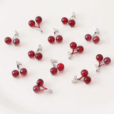 4PCS Cherry Pendant Jewelry Findings Fruits Charms DIY Hand Brass 14k