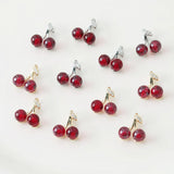 4PCS Cherry Pendant Jewelry Findings Fruits Charms DIY Hand Brass 14k