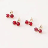 4PCS Cherry Pendant Jewelry Findings Fruits Charms DIY Hand Brass 14k