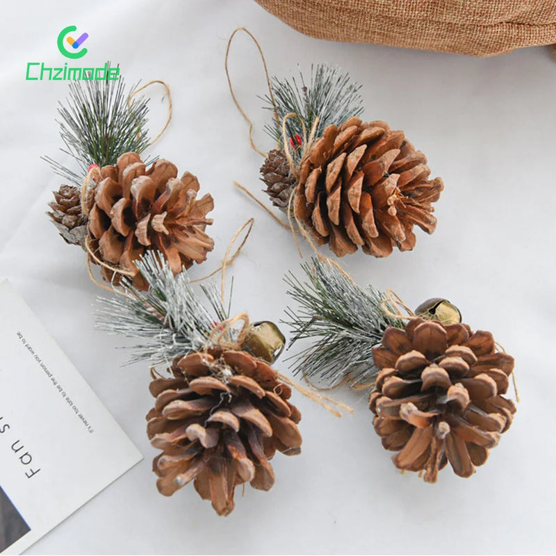 4PCS Christmas Pine Cones Pendants Xmas Tree Decor DIY Ornaments