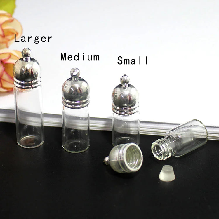4PCS Clear Glass Bottle Pendant Perfume Small Bottle Pendants