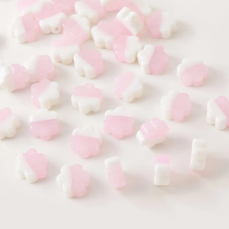 4PCS Hand Coloured Flower Glass Charms for Jewelry Making Necklace DIY Beads