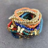 Colorful Shell Bead Bracelet Golden Stone Couples Jewelry