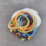 Colorful Shell Bead Bracelet Golden Stone Couples Jewelry