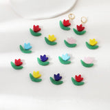 4PCS Coloured Glaze Flower Pendant for Jewelry Making
