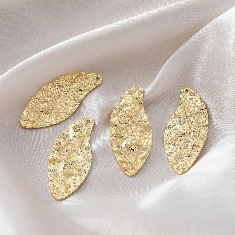 4PCS Irregular Texture Pendant Charms for Jewelry Making DIY Earrings Hand Brass