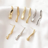 4PCS Long Ear Studs 14K Plated DIY Earrings Supplies for Jewelry Making