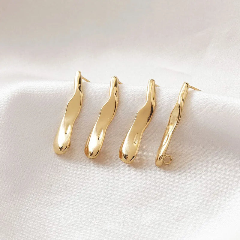 4PCS Long Ear Studs 14K Plated DIY Earrings Supplies for Jewelry Making