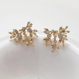 4PCS Flowers Leaves Ear Studs Jewelry Findings 14k Plated 18*20mm