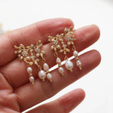 4PCS Flowers Leaves Ear Studs Jewelry Findings 14k Plated 18*20mm