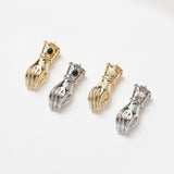 4PCS Hand Gesture Charms for DIY Jewelry Making Earrings Brass 14k Plate