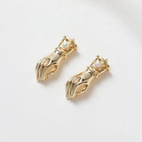 4PCS Hand Gesture Charms for DIY Jewelry Making Earrings Brass 14k Plate