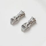 4PCS Hand Gesture Charms for DIY Jewelry Making Earrings Brass 14k Plate