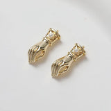 4PCS Hand Gesture Charms for DIY Jewelry Making Earrings Brass 14k Plate