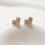 4PCS Zircon Heart Ear Studs Earrings Jewelry Making DIY Accessories