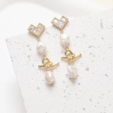 4PCS Zircon Heart Ear Studs Earrings Jewelry Making DIY Accessories