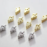 4PCS 14K Real Plated Brass Cheese Pendant for Jewelry Making