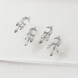 Moon Shaped Pendant Eardrop with Rhinestone DIY Hand Copper 14K Plated