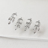 Moon Shaped Pendant Eardrop with Rhinestone DIY Hand Copper 14K Plated