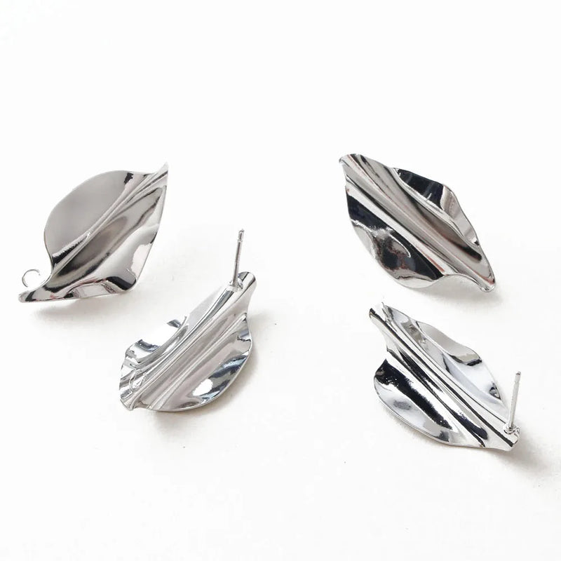 4PCS Diamond-shaped Pleated Ear Diy Earrings Jewelry