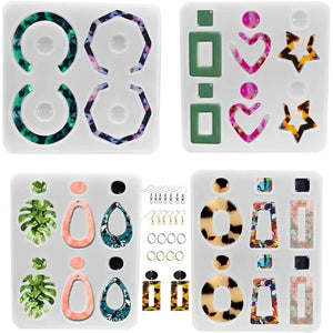 4PCS Earring Resin Molds for Women Girls DIY Earrings Jewelry Epoxy Resin Molds