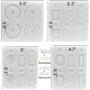 4PCS Resin Earring Molds for DIY Earrings, Jewelry, Pendant Craft