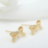 4PCS High Brass Metal 14K Plated Bow Earrings Hooks DIY Jewellery