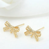 4PCS High Brass Metal 14K Plated Bow Earrings Hooks DIY Jewellery
