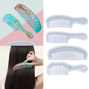 4PCS Epoxy Resin Moulds Comb Shaped Silicone Crafts Molds DIY Hand-Making Tools