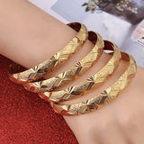 4PCS Ethiopian Bride Bangle for Women Dubai Bracelet African Arab Jewelry