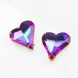 4PCS Faceted Heart Charms Glass Pendants Necklace Supplies DIY 26*26mm
