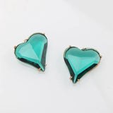 4PCS Faceted Heart Charms Glass Pendants Necklace Supplies DIY 26*26mm