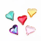 4PCS Faceted Heart Charms Glass Pendants Necklace Supplies DIY 26*26mm