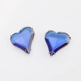 4PCS Faceted Heart Charms Glass Pendants Necklace Supplies DIY 26*26mm
