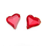 4PCS Faceted Heart Charms Glass Pendants Necklace Supplies DIY 26*26mm