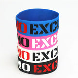 4PCS No Excuses Motivation Silicone Wristband Wide Rubber Bracelets