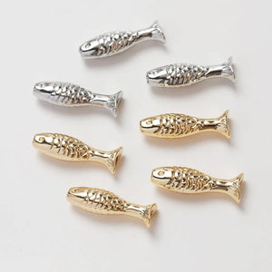 4PCS Fish Shaped Brass Spacer Beads for Jewelry Making DIY 14k Plated 7*24mm