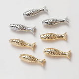 4PCS Fish Shaped Brass Spacer Beads for Jewelry Making DIY 14k Plated 7*24mm