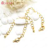 4PCS 24K Plated Brass Extender Chain with Lobster Clasps