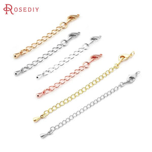 4PCS 24K Plated Brass Extender Chain with Lobster Clasps