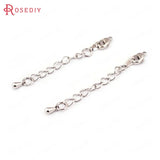 4PCS 24K Plated Brass Extender Chain with Lobster Clasps