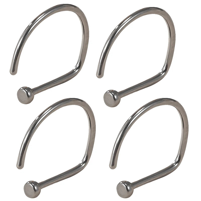 4PCS G23 Titanium Nose Ring Horseshoe Nostril Piercing Hoop