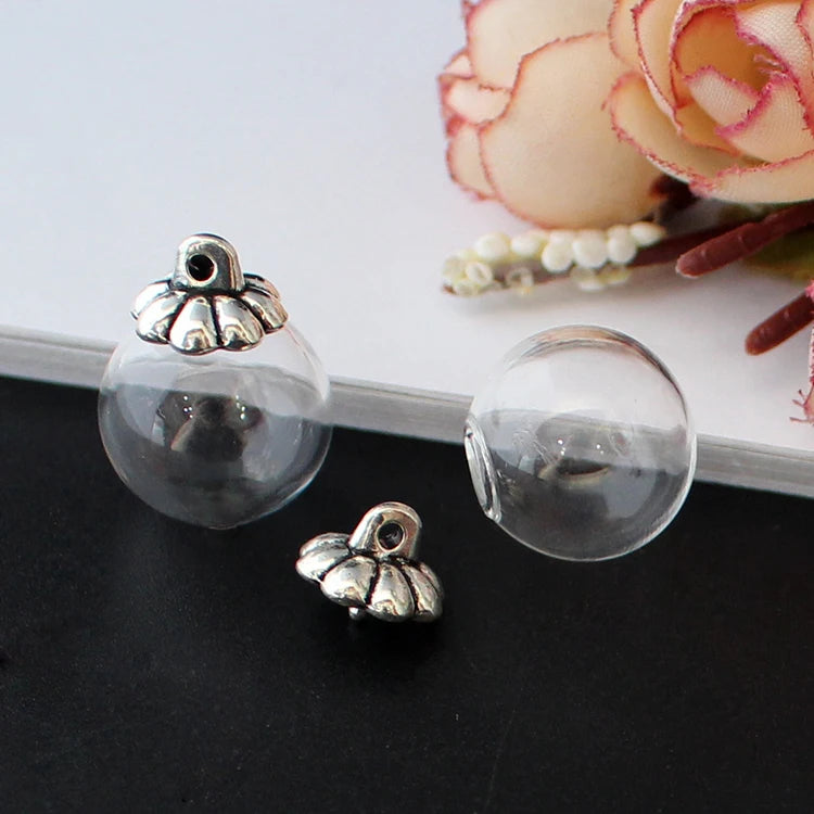 4PCS Glass Ball Pendant Mini Glass Bottles Charms Pendants DIY Hollow Glass Orbs
