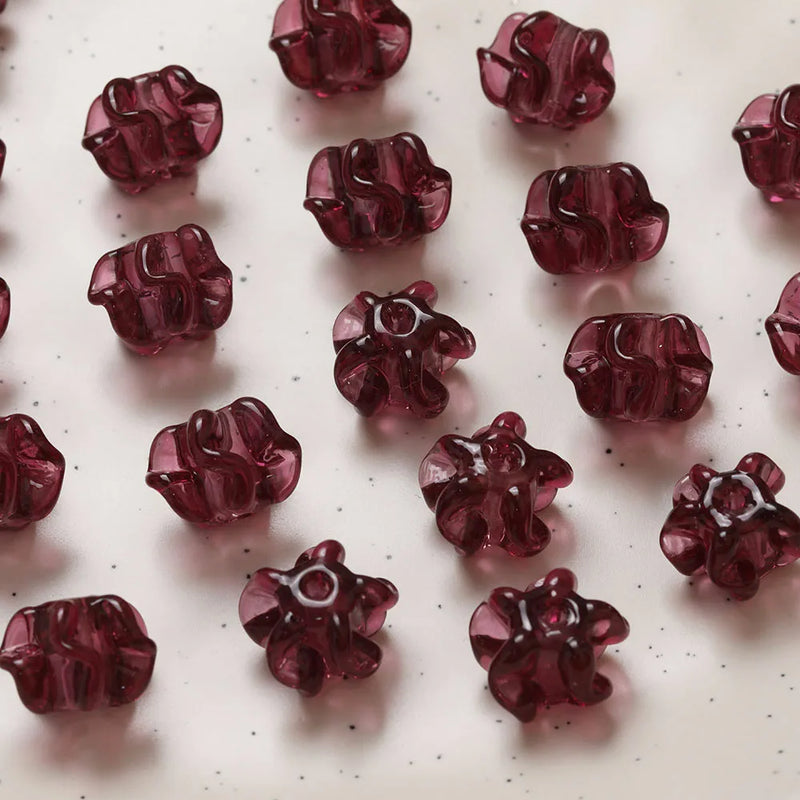 4PCS Glass Flower Beads Hand Charms for Jewelry Making DIY Beaded Accessories