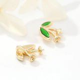 4PCS Plated Brass Leaf Leaves Screw Eye Pins Pearl Beads Findings
