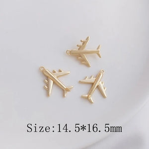 4PCS Airplane Pendant Charms for Jewelry Making DIY Brass Accessories