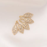 4PCS Leaf Pendant with Zircon Charms for Jewelry Making DIY Supplies