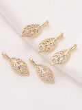 4PCS Leaf Pendant with Zircon Charms for Jewelry Making DIY Supplies