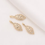 4PCS Leaf Pendant with Zircon Charms for Jewelry Making DIY Supplies